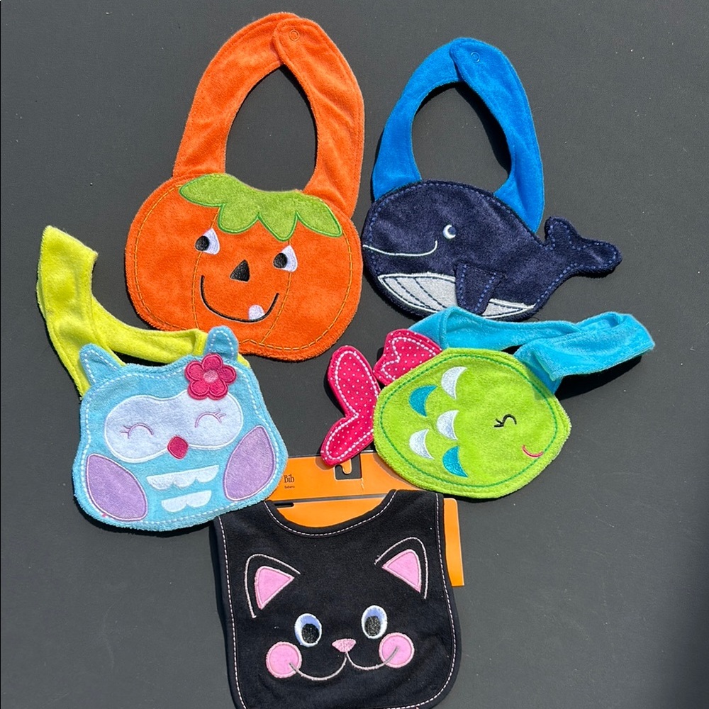 Carter's Colorful Animal, Fish, and Pumpkin Bib Set